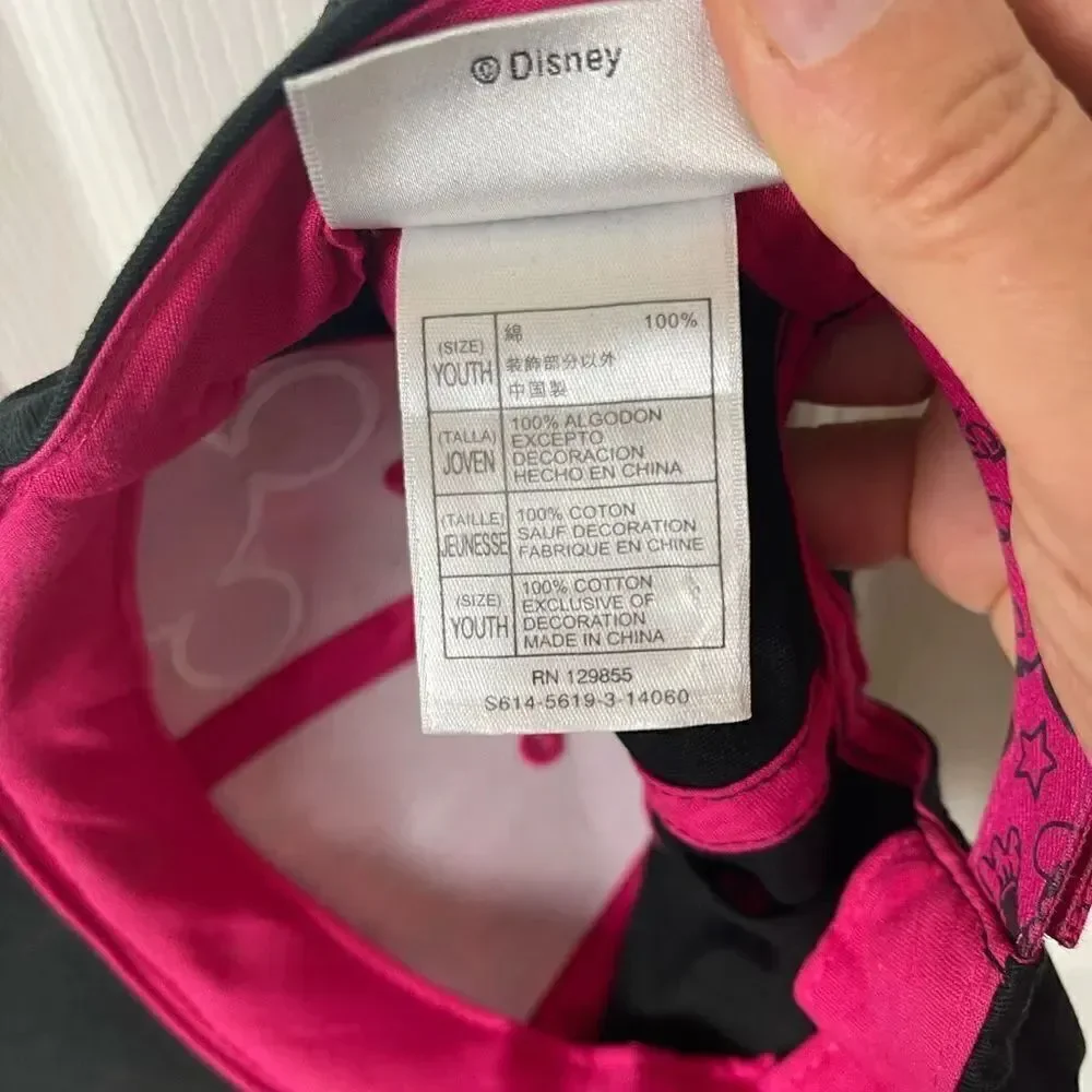 Disney Parks Mickey Mouse Baseball Hat Youth Size Cap Black And Pink